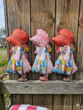 Vintage Sunbonnet Sue Patchwork 24" Pillow Dolls - Set of 3 EXCELLENT Condition